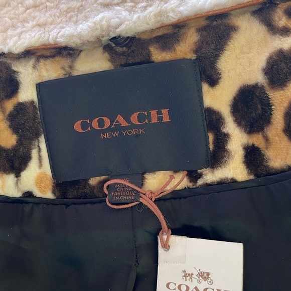 Coach  faux fur leopard spotted jacket with real shearling collar NWT brand new - Picture 7 of 12